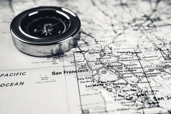 San Francisco Usa Map Atlas Travel Background — Stock Photo, Image