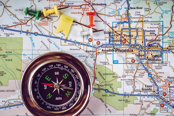 Phoenix Eua Mapa Viagem Fundo — Fotografia de Stock