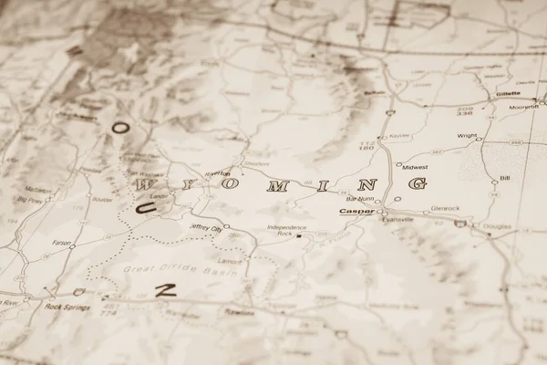 Stato Del Wyoming Sulla Mappa — Foto Stock