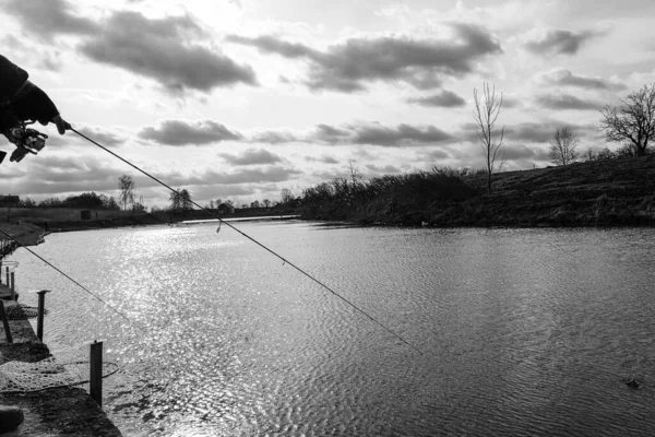 Pesca Descanso Rural Antecedentes Sobre Tema Recreação — Fotografia de Stock