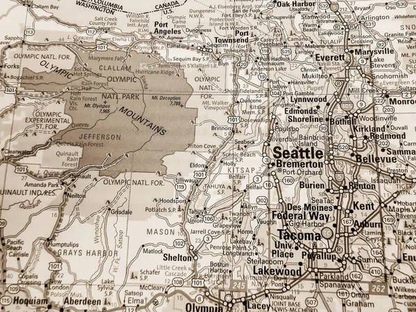 Seattle Sulla Mappa Degli Stati Uniti — Foto Stock