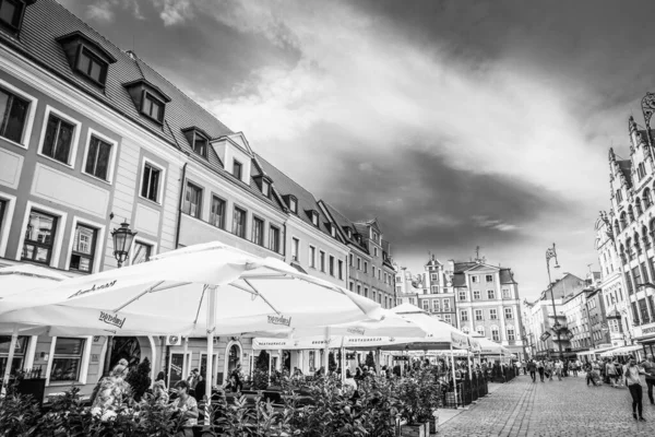 Plaza Del Mercado Central Wroclaw Con Antiguas Casas Coloridas —  Fotos de Stock