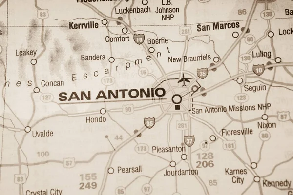 San Antonio Estados Unidos Mapa Fondo Viaje —  Fotos de Stock