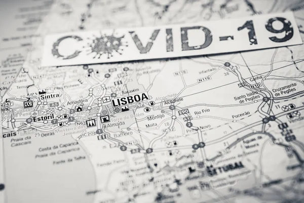 Lissabon Coronavirus Covid Karantän Bakgrund — Stockfoto