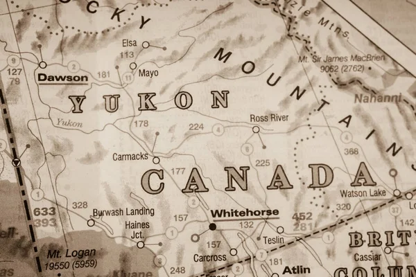 Yukon Canadá Mapa Fondo — Foto de Stock