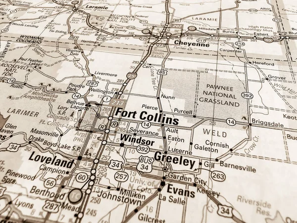 Fort Collins Usa Karte Hintergrund — Stockfoto