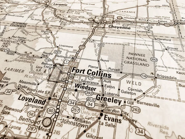 Fort Collins Usa Mapa Fondo — Foto de Stock