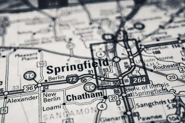 Springfield Sur Carte Des États Unis Fond Voyage — Photo