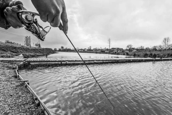 Pesca Descanso Rural Contexto Sobre Tema Recreación — Foto de Stock