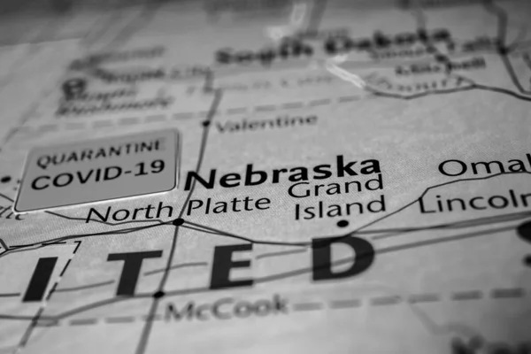 Nebraska Staat Covid Quarantaine Achtergrond — Stockfoto