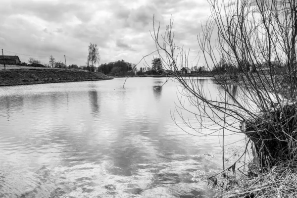 Pêche Loisirs Plein Air Sur Fond Lac — Photo