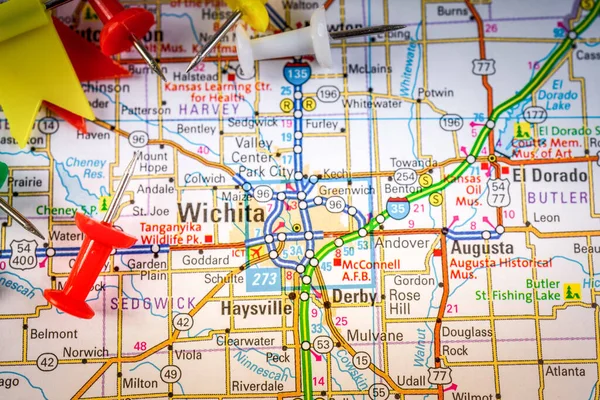 Wichita Usa Kaart Reisachtergrond — Stockfoto