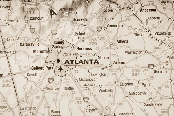 Atlanta Sur Fond Carte Usa — Photo