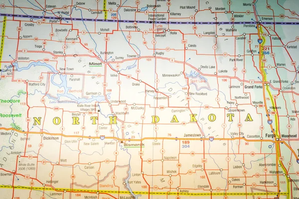 地图上的北达科他州 — 图库照片