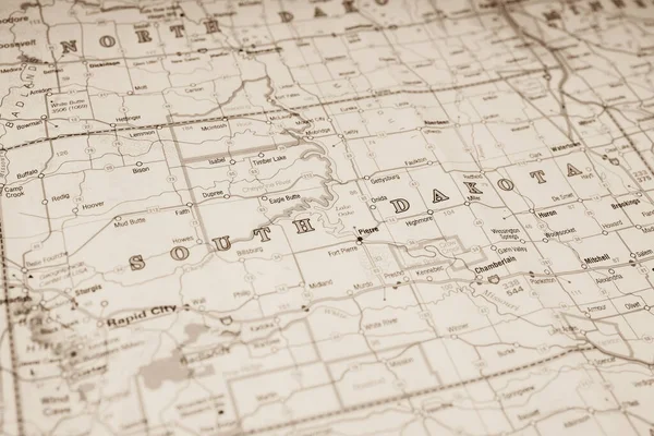 Güney Dakota Eyaleti Haritada — Stok fotoğraf