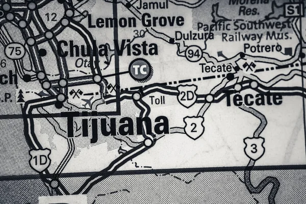 Tijuana Usa Map Travel Background — Stockfoto