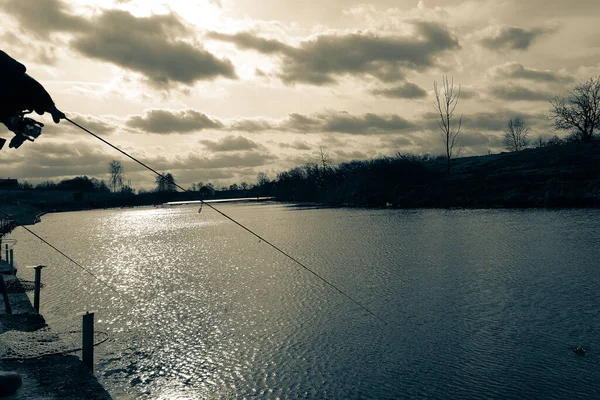 Pesca Descanso Rural Antecedentes Sobre Tema Recreação — Fotografia de Stock