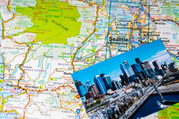 Seattle Abd Seyahat Haritası Geçmişi — Stok fotoğraf