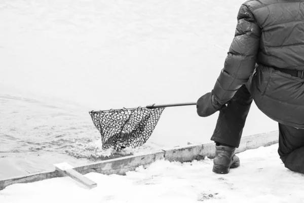 Pesca Truta Fundo Escuro — Fotografia de Stock