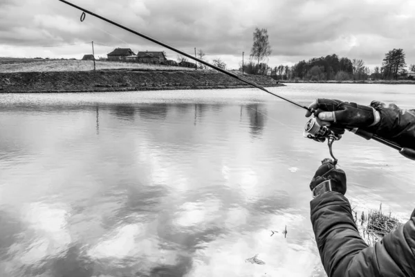 Fiske Utomhus Rekreation Sjön Bakgrund — Stockfoto