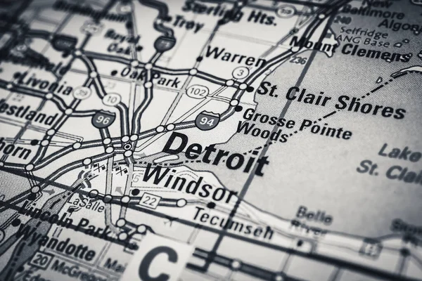 Detroit on USA map travel background