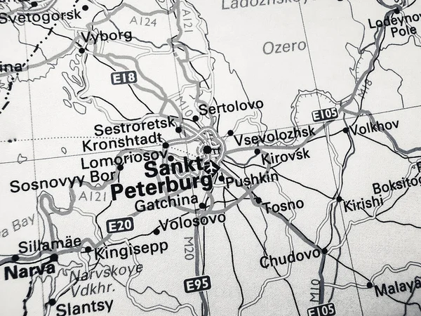 Sankt Peterburg Sobre Mapa Europa — Fotografia de Stock