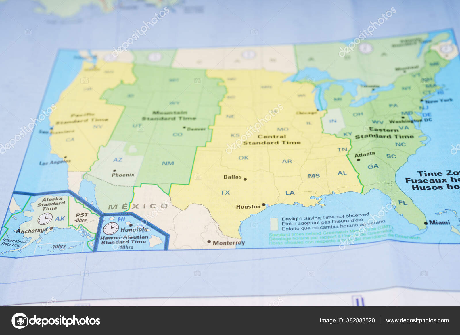 Mapa do mundo Fusos horários de parede