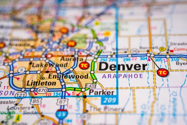 Denver Eua Mapa Viagem Fundo — Fotografia de Stock