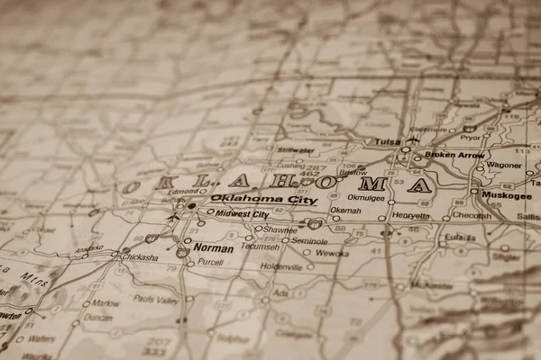 オクラホマ州地図旅行の背景 — ストック写真