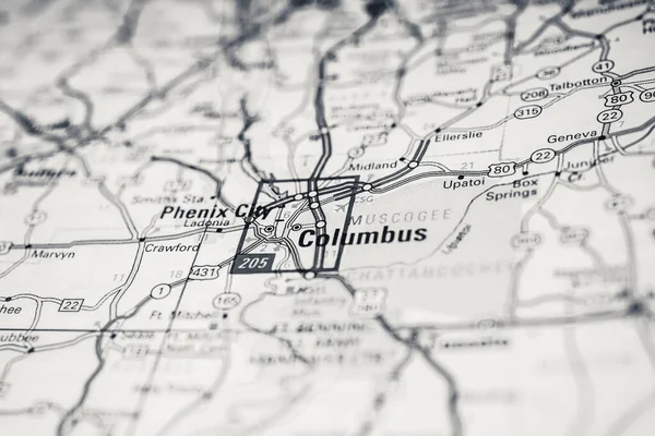 Columbus on USA map background