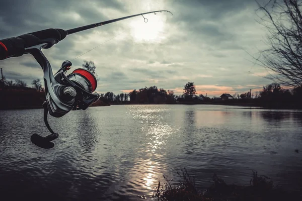 Fishing on the lake. Fishing background.