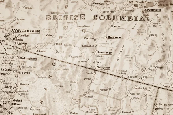 Columbia Britannica Stato Sulla Mappa — Foto Stock