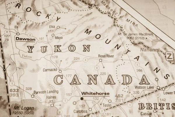 Yukon Canadá Mapa Fondo — Foto de Stock