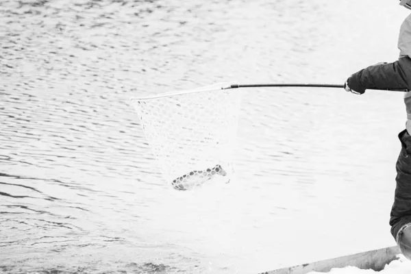 Pesca Alla Trota Sul Lago — Foto Stock