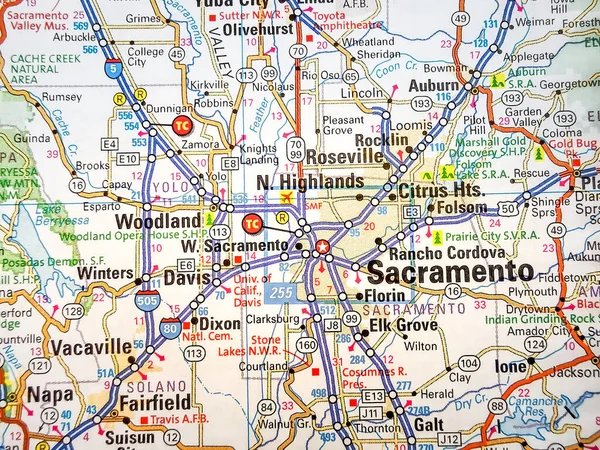 Sacramento Mapa Dos Eua — Fotografia de Stock