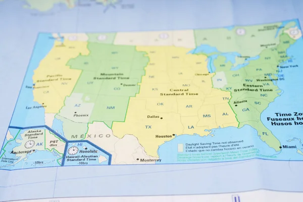 米国の地図タイムゾーンの背景 — ストック写真
