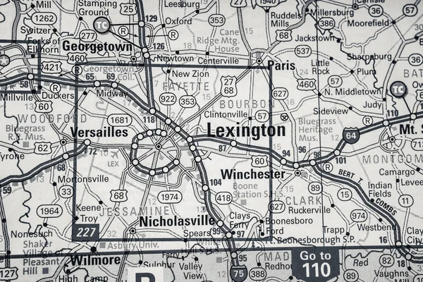 Lexington Auf Der Usa Karte Reisehintergrund — Stockfoto