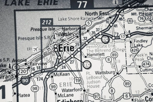 Erie Auf Der Usa Karte Reisehintergrund — Stockfoto