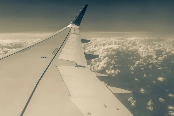 Вид Окна Самолета Крыло — стоковое фото