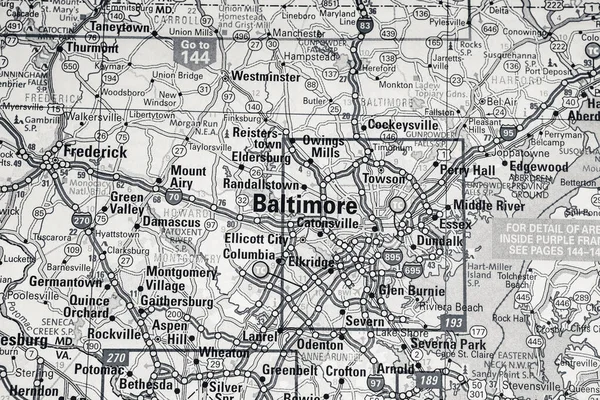 Baltimora Sullo Sfondo Della Mappa Degli Stati Uniti — Foto Stock