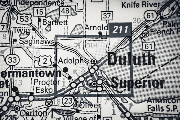 Duluth Mapa Viaje Estados Unidos —  Fotos de Stock
