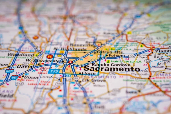 Sacramento Usa Map Atlas Travel Background — 스톡 사진