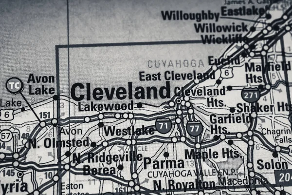 Cleveland Auf Der Usa Karte Reisehintergrund — Stockfoto