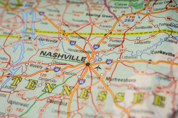 Nashville Pozadí Mapy Usa — Stock fotografie