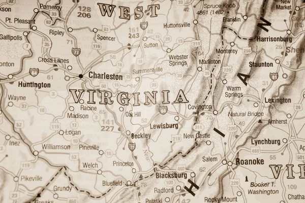 Nyugat Virginia Állam Usa Térképen Háttér — Stock Fotó