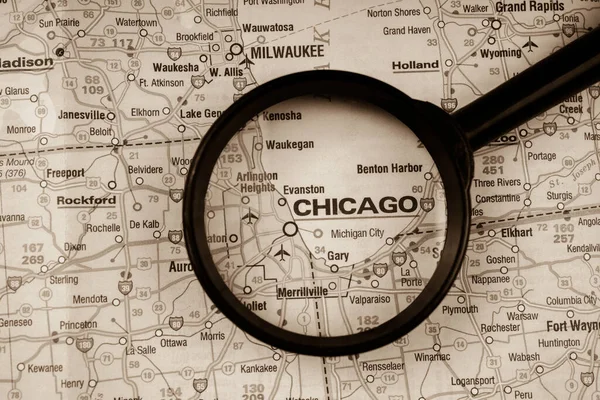 Chicago Harita Üzerinde — Stok fotoğraf