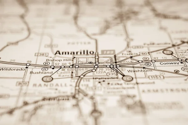 Amarilo Map Usa Background Travel — Stock Photo, Image