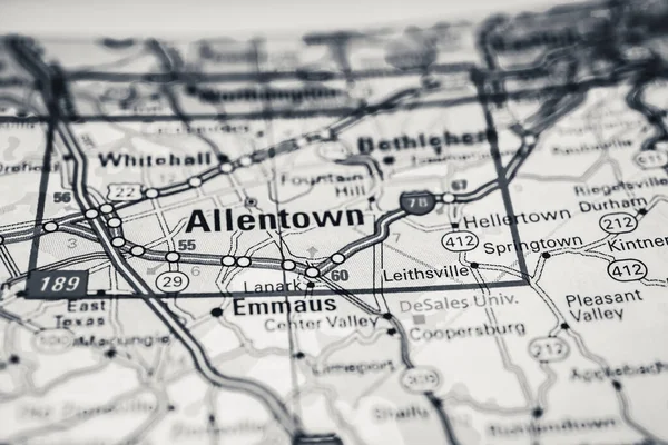 Allentown Mapie Podróży Usa — Zdjęcie stockowe