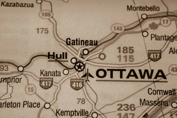 Οτάβα Στο Χάρτη — Φωτογραφία Αρχείου