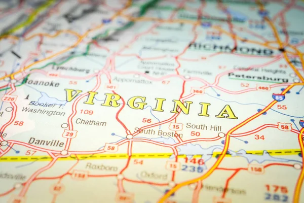 Virginie Mapě Usa Cestovní Zázemí — Stock fotografie